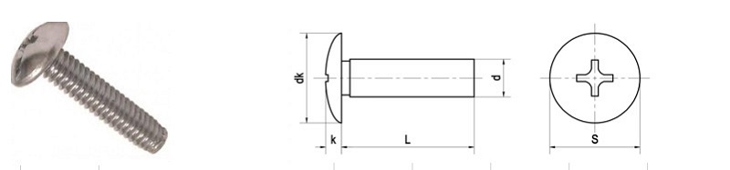 Vít pake inox đầu tròn thân bu lông din 7985